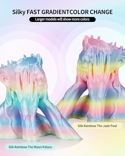 Image of LANDU Silk PLA 3D Printer Filament Multicolor Rainbow PLA Filament 1.75mm Gradient Color Changing Filament 1kg (2.2lbs) Dimensional Accuracy + /- 0.02 mm Silk Rainbow Filament