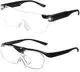 SKYWAY 160% Magnifying Glasses with LED Light, Magnifier Eyeglass Rechargeable