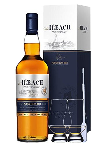 The Ileach Islay Single Original Peaty Malt Whisky 0,7 Liter + 2 Glencairn Gläser + Einwegpipette 1...