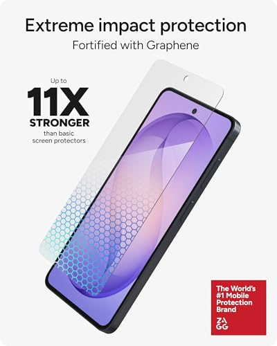 Image of ZAGG Glass XTR5 Samsung Galaxy S26 Screen Protector - 11x Stronger Graphene-Infused Tempered Glass, Blue Light Filter for Better Sleep, Anti-Reflective, InvisibleShield, Easy Installation