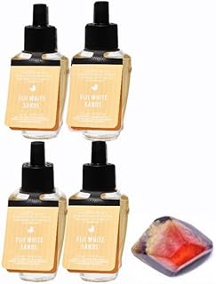 Fiji White Sands - White Barn Bath/Body Work- 4 Pack Wallflowers Home Fragrance Refills 0.8 fl oz / 24 mL and Stone Soap Natural (Packaging May Vary)