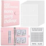 SKYDUE 100 Envelopes Money Savin Challenge Binder, A5 Money Saving Budget Binder with Cash Envelopes - Savings Challenges Book to Save $5,050