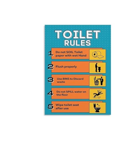 AZPAAAIH Humorous Bathroom Etiquette - Restroom Rules Wall Sign for Office, Staff Room, or Workplace Decor(Unframed,08x12inch(20