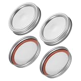 QUARKZMAN 4 Stück Standard Mason Jar Deckel Und Bands Set Teilbare Einmachdeckel Für Standard Mouth Mason Jar Zum Fermentieren Einmachen Mahlzeitenvorbereitung Einfrieren Silber (86mm)