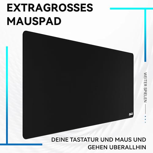 Tebgaca Black Gaming Mousepad, 900x400mm XXL Desk Mat, Dominator Pro, Maximize Precision, Control, and Speed