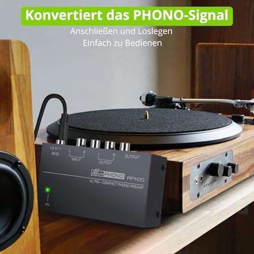LiNKFOR Vorverstärker Phono-Vorverstärker für Plattenspieler Audiophiler Hochkompakt Phono mit Niveau Kontrollen Eingang & Ausgabe Schnittstellen