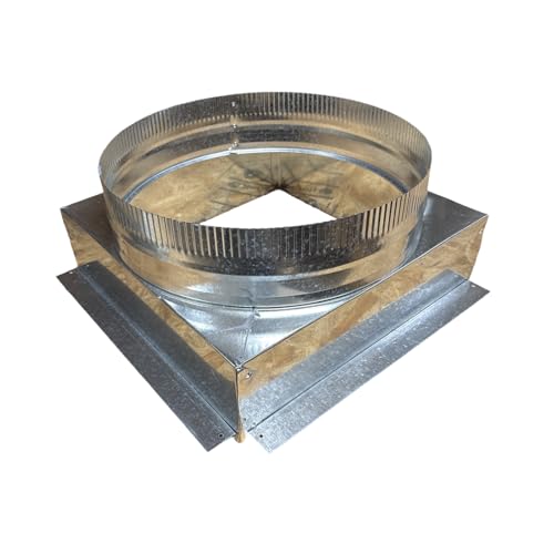 HVAC Plenum Ceiling Box 14X14 with Your Choice of Round Complete with Drywall Flange - Connects to Vent Register Diffuser, Galvanized Steel Metal C-Box Duct, Airflow Ceiling Registers… (14X14X14)