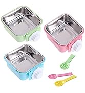 kathson 3PCS Crate Dog Bowl Hanging Cage Food Bowl Stainless Steel Removable Pet Food Spoon Water...
