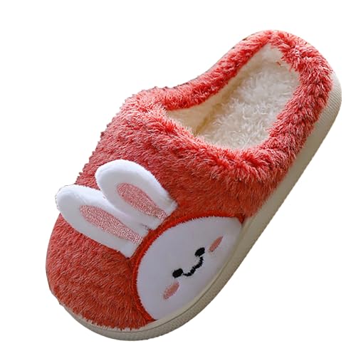 Kids Cute Cartoon Bunny House Slippers Flat Closed Toe Indoor Fuzzy Slippers Boys Girls Slip On House Bedroom Shoes