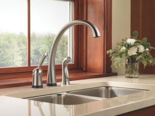 Delta 4380T-SS-DST Pilar Single Handle Kitchen Faucet with Touch2O Technology and Spray, Stainless