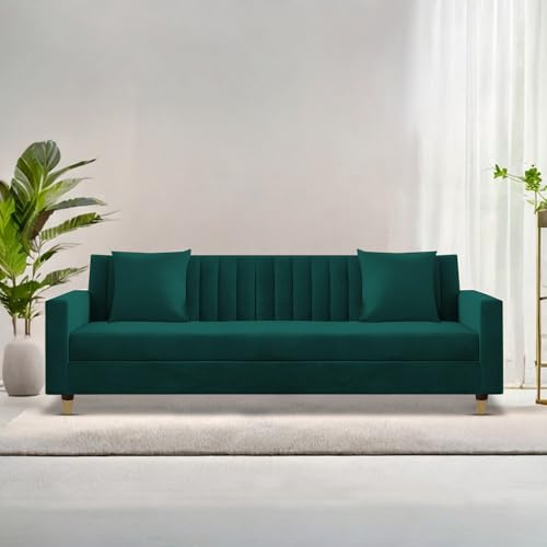 Image of Casaliving Garcia 3 Seater Sofa Set for Living Room (Pine - Colour Fabric) Premium Fabric Sofa Set