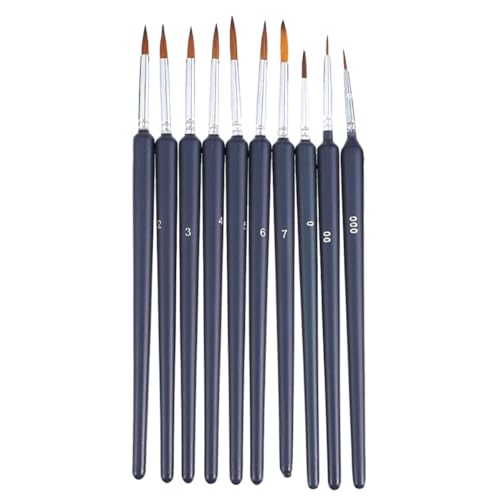 Set de 10 pinceles para pintura al óleo de detalle, pinceles finos y pequeños para dibujo de líneas de precisión y pintura detallada, aptos para pintura al óleo y arte de uñas DIY