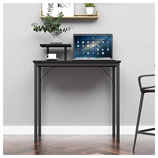 sogesfurniture Petit Bureau Informatique Bureau Ordinateur Bureau et Postes de Travail Petite Table Gaming Bureau Angle Table Cuisine Bureau Industriel Bureau Bois Massif Bureau Noir 80Lx40Lx75H cm