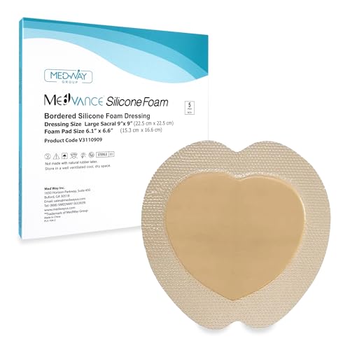 MedVance TM Silicone - Sacral Bordered Silicone Adhesive Foam Wound Dressing, Bed Sore Treatment Bandage for Sacrum, Size 9