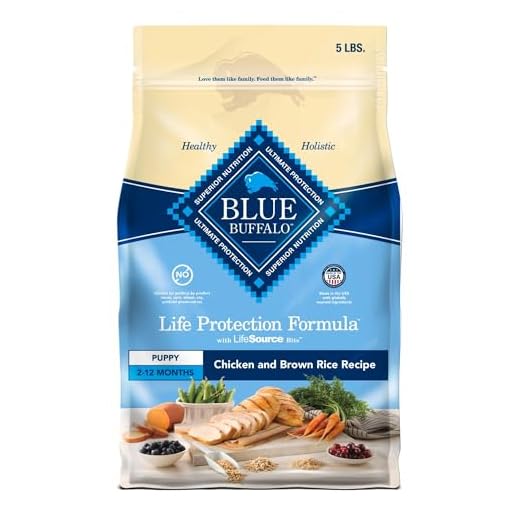 Blue Buffalo Life Protection Formula Puppy Dry Dog Food with DHA and ARA, Made with Natural Ingredients, Chicken & Brown Rice Recipe, 5-lb Bag