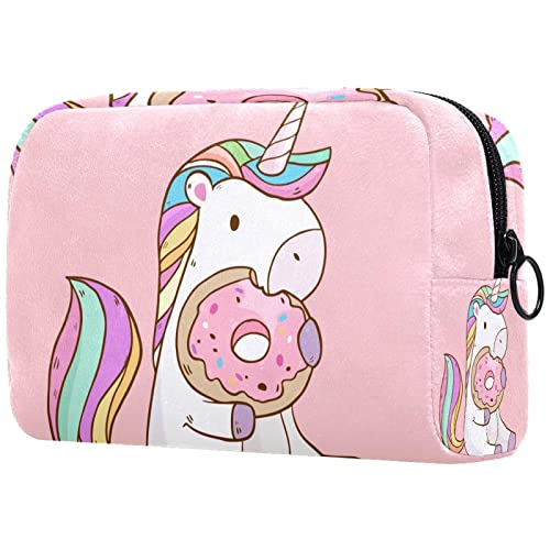 Kinder Reise Kulturtasche Einhorn Donut Schön Kulturbeutel Kosmetiktasche Waschtasche Für Kinder Frauen Mädchen Damen 18.5x7.5x13cm Cover