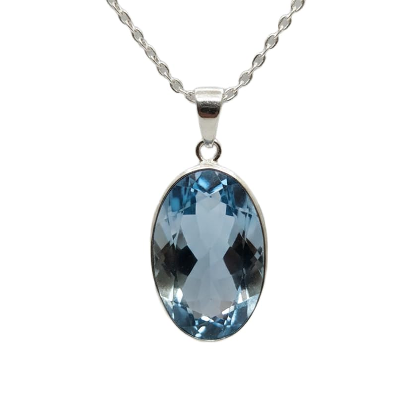 Pendentif en quartz bleu de LKBEADS, le cadeau idéal avec collier et pierre ovale
