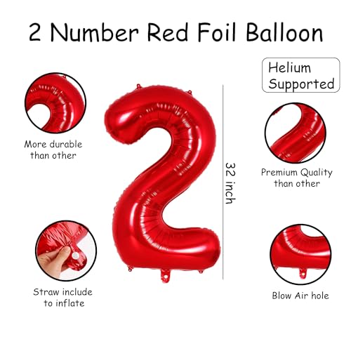 Image of Red Foil Number Balloons 0-9 | 32 Inch Helium Supported Birthday Decoration Balloons for Kids, Anniversary, Party, Baby Shower ? Reusable