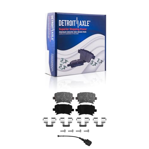 Image of Detroit Axle - Front & Rear Brake Pads for 2005-2009 Audi A4, A4 Quattro | 2005-2011 A6, A6 Quattro, Ceramic Brake Pads w /Hardware 2006 2007 2008 2010 Front & Rear Replacement
