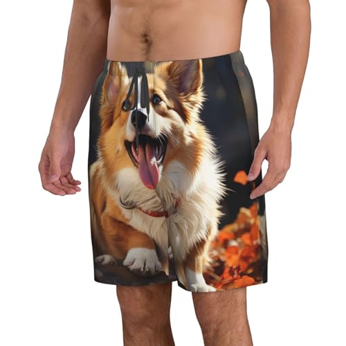 Men's Swim Trunks Cute Corgi Dog Quick Dry Board Shorts Mens Bathing Suit Beach Swimwear with Pockets4