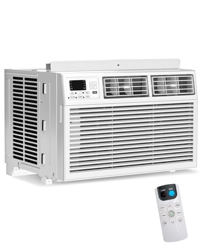 R.W.FLAME 8,000 BTU Window Air Conditioner, Cool up to 350 Sq. Ft. with Sleep, Eco, 6-IN-1 and Timer Modes, Window AC with 3 Cooling & Fan Speeds, LED Display White
