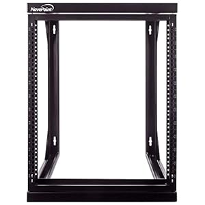 NavePoint 12U Wall Mount IT Open Frame 19 Inch Rack with Swing Out Hinged Gate Black