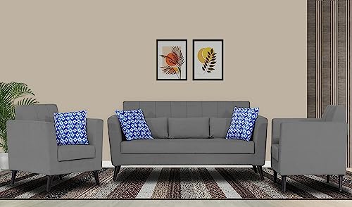 Image of Adorn India Daniel 3+1+1 5 Seater Sofa Set (Grey) (3 Year Warranty)