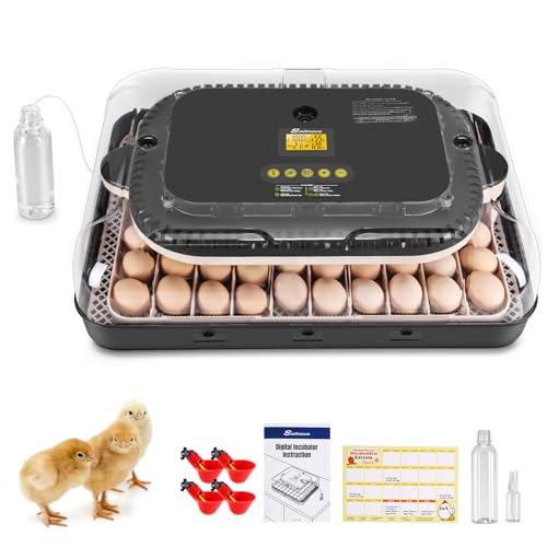 Sailnovo Incubators for Hatching Eggs 70 Egg Incubator with Auto Egg Turning & Auto Humidification, Temperature Control, Incubator for Chicken Duck Quail Eggs, Perfect for Lab School Farm, Gray&Yellow