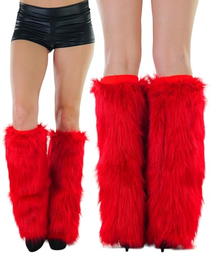 Image of ToBeInStyle Women's Faux Vibrant Fur Retro Daring 60' Inspired Ravewear Knee High Leg Warmers