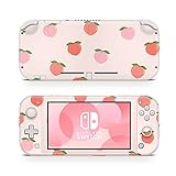 ZOOMHITSKINS Pink Switch Lite Accessories, Compatible for Nintendo Switch Lite Pink Skin, Peaches Fruits Village Salmon Pink Tree Pastel Momo Kawaii Anime, 3M Vinyl, Durable & Fit, Made in The USA