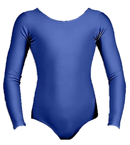 Oasis Fashions Generic Girls Uniform Gymnastic Stretch School Leotard Dance Ballet Long Sleeve (Ages 3-4, Royal Blue)