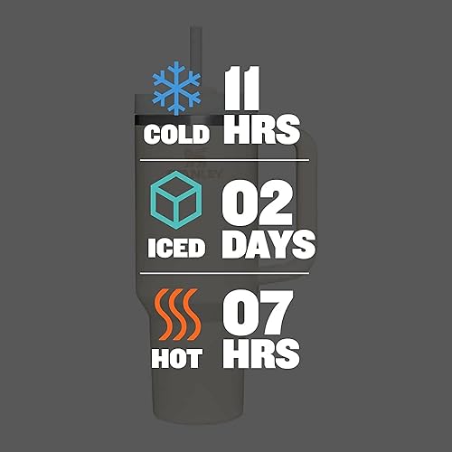 Miniatura 5 de Vaso aislante Adventure Quencher de 40 onzas con asa y pajita, taza de viaje reutilizable al vacío (negro)