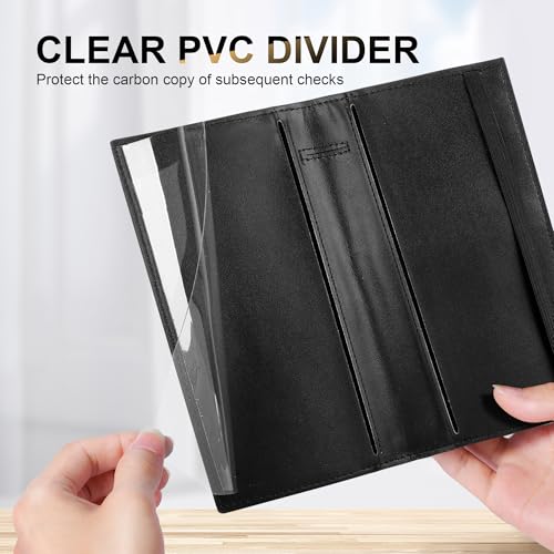 Image of CASMONAL Checkbook Covers for Personal Checkbook Holder RFID Premium Vegan Leather Checkbook Cover for Duplicate Checks