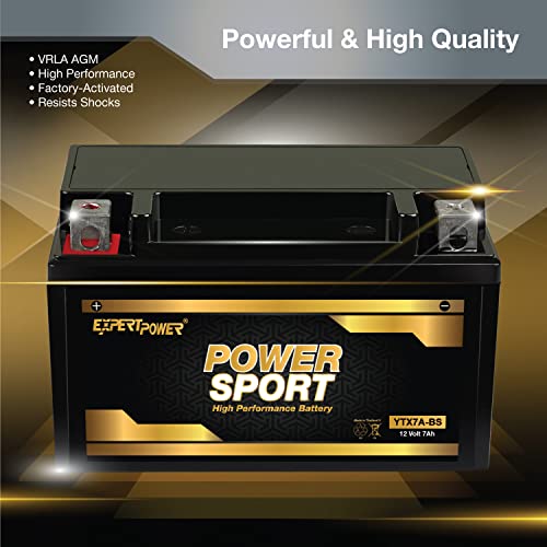Image of ExpertPower YTX7A-BS - 12V 7Ah AGM Motorcycle Battery, for ATV, 4 Wheeler, 180 CCA Powersports Batteries, SLA Dirt Bike, Scooter, ATV Battery Compatible with People 150CC, QuadRacer 450CC (Pack of 2)