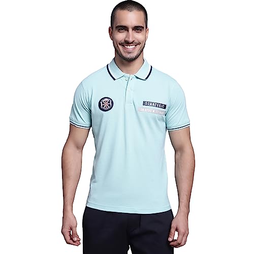 Image of Cantabil Men Cotton Blend Polo Neck Half Sleeve Solid T-Shirt (P MTSH00248)