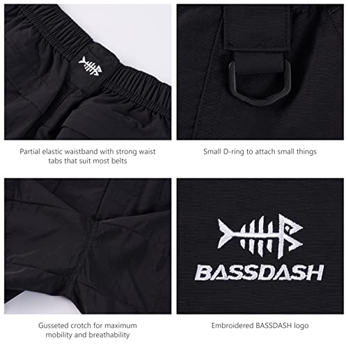 Bassdash Youth 5" Fishing Shorts Upf 50+ Water Resistant Quick Dry Boys Girls Hiking Cargo Shorts With Pockets Fp03Y Black #TOP5