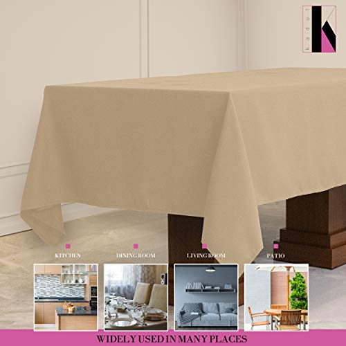 Kadut Rectangle Tablecloth (60 X 102 Inch) Beige Rectangular Table Cloth For 6 Foot Table | Heavy Duty Fabric | Stain Proof Table Cloth For Parties, Weddings, Kitchen, Wrinkle-Resistant Table Cover #TOP4