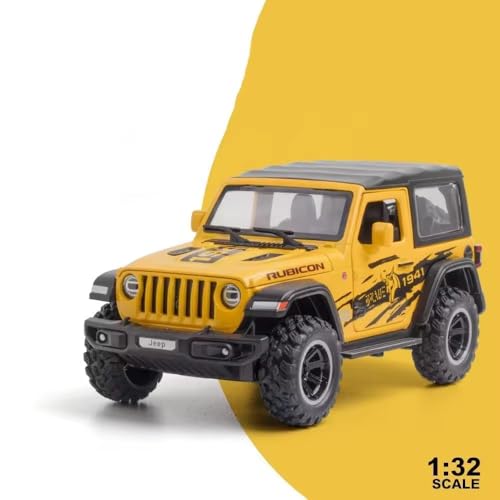 Image of 1:32 Alloy Model Car Compatible for Wrangler Rubicon Style, Diecast Pull Back Toy Car with Light & Sound for Kids Boys Girls Gift (Yellow)