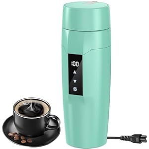 Portable Electric Travel Kettle, 350ml 40~100℃ Temperature Adjustable At Will, 300W Small Tea Cup, 304 Stainless Steel Personal Mini Coffee Mug, Auto Shut-Off & Boil Dry Protection, BPA-Free(Green)