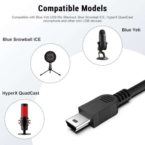 Cable de micrófono mini USB de 2 metros con transmisión de datos estable para HyperX QuadCast 2