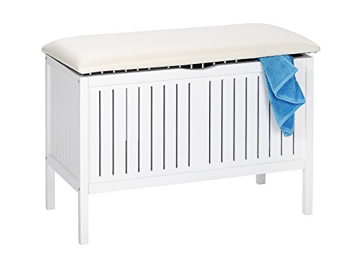 Wenko Oslo-Bathroom Bench, Wood, White, 39 x 78 x 55 cm Wenko Oslo-Bathroom Bench, Wood, White, 39 x 78 x 55 cm