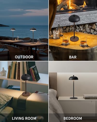 Newsee AMZ-TBL-024-BLACK Cordless Led Table Lamp Set Of 2, Modern Portable Desk Lamp, 3 Color Stepless Dimming Built-In Rechargeable Battery Lights, For Bedroom, Patio, Outdoor thumb #5