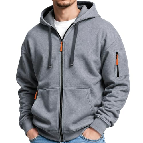 Image of MANTORS Mens Fleece Jackets Contrast Hoodies Lightweight Sweatshirt Color Block Jacket Coats