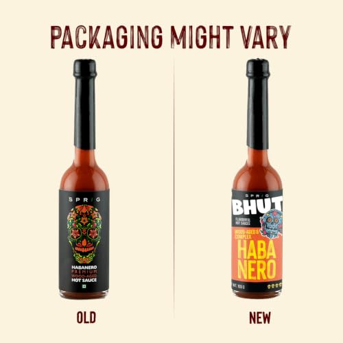 Image of Sprig Premium Wood-Aged Habanero Hot Sauce, 100g | Expensive But Authentic | Vegan, Gluteen Free, Kosher & No Added Sugar | Pair it with Tacos, Burritos, Sandwiches, Chicken Wings, Dumplings, Pizzas & snacks | Made in India