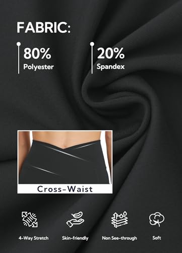 Women's Yoga Pants with Pockets No Front Seam Crossover High Waisted Flare Leggings Tummy Control Bootcut Pants4