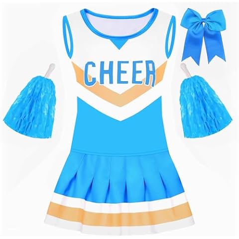 Davsolly Ice Blue Cheerleader Costume for Girls Cheerleading Outfit for kids Cheer Up Halloween Cosplay Birthday Gifts Cover