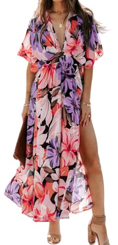 Image of Sister Amy Women's Boho Floral Print Square Neck Beach Party Flowy Ruffle Midi Dress