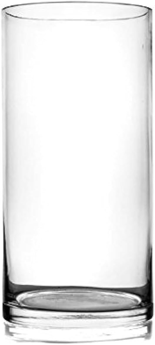 25cm Tall Handmade Clear Glass Cylinder Flower Vase Amazon.co.uk