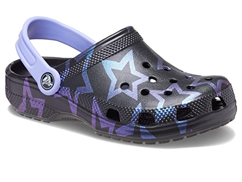 Image of Crocs Unisex-Child Classic Graphic Clog, Stars /Black, 4, Big Kid