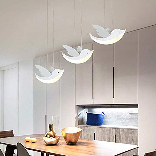 Lustre oiseau blanc en métal au design nordique moderne | 36x22.5cm
